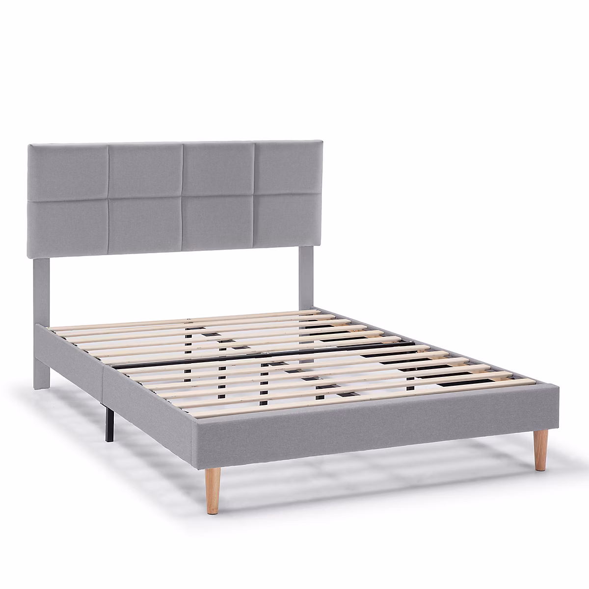 Cadre de lit rembourré Silvi 30 cm | 150 × 190 cm – Gris clair