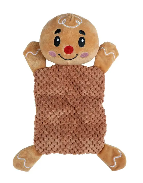Loisirs au jardin:Jouet pour chien peluche plate bonhomme en pain d’épices avec sifflet Wouapy