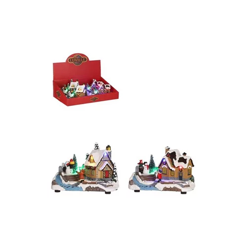 Pour la vie au jardin:Scène de village miniature lumineuse en polystyrène Edelman - 18 x 11 x 12 cm