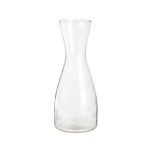 Tendance au jardin:Carafe en verre transparent à fleurs gravées - Ø 10 x H 25,5 cm