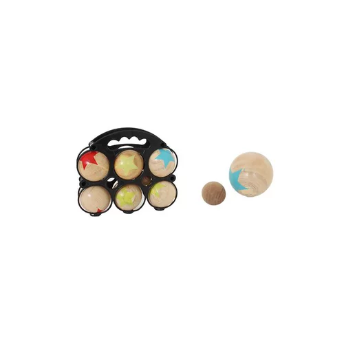 Parfait pour le jardin:Panier 6 boules bois 6,6 cm + cochonnet 22x7x19 cm à partir de 5 ans