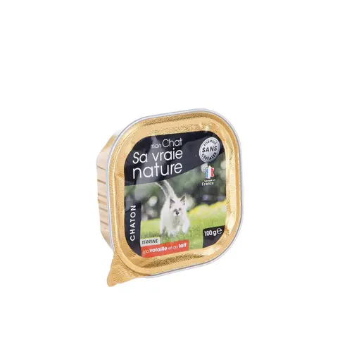 Jardin bien-être：Terrine pour chaton volaille lait Sa vraie nature - 100 g