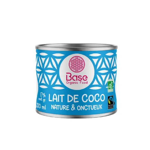 Pour mieux organiser vos extérieurs:Lait de coco nature équitable 17% mg bio Base organic food - 200 ml