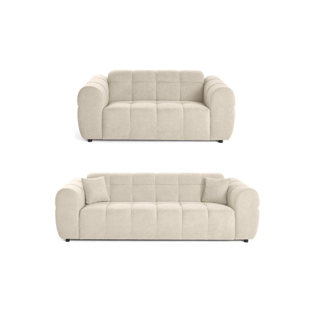 BEST MOBILIER Ray - ensemble de canapés droits 2+3 places tissu texturé