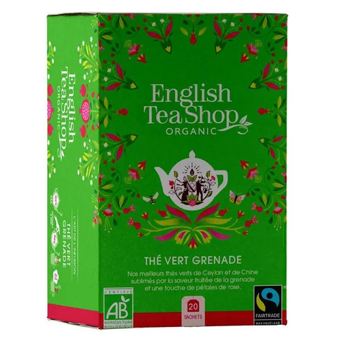 Espace vert sélection:Thé vert à la grenade bio English Tea Shop - boite de 20 sachets