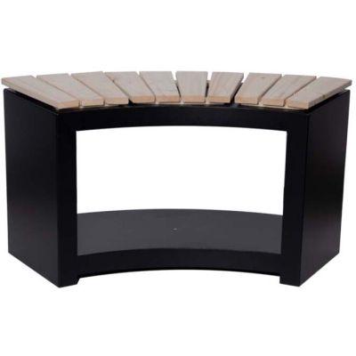Banc acier et bois avec rangement à bûches (Incurvé)