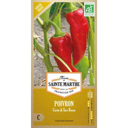 Jardin confort plus：Graines de piment corno di toro rosso bio Ferme de Sainte Marthe - graines à semer