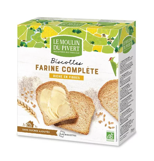 Un atout pour vos extérieurs:Biscottes bio à la farine complète 270 g