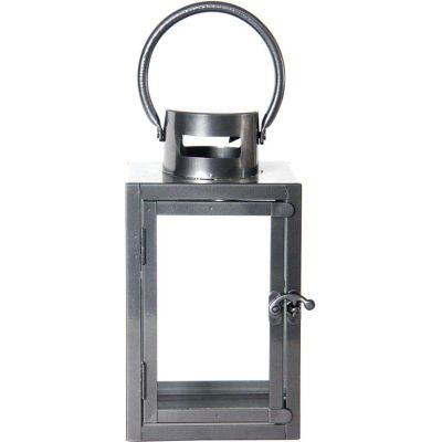 Lanterne en fer anthracite et verre (12 x 12 x 23 cm)