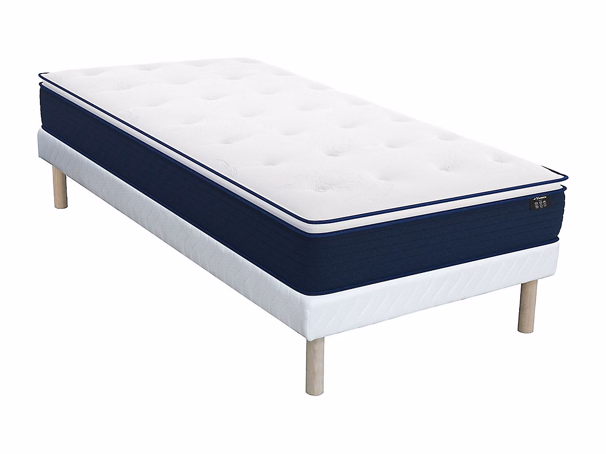 Ensemble 90 × 190 cm sommier + matelas ressorts ensachés et surmatelas intégré ép.24cm – ALTIER de YSMÉE