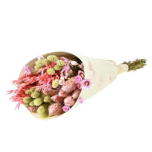 Pour vos besoins extérieurs:Bouquet de fleurs séchées rose Naturalys Happy rose - 50 cm