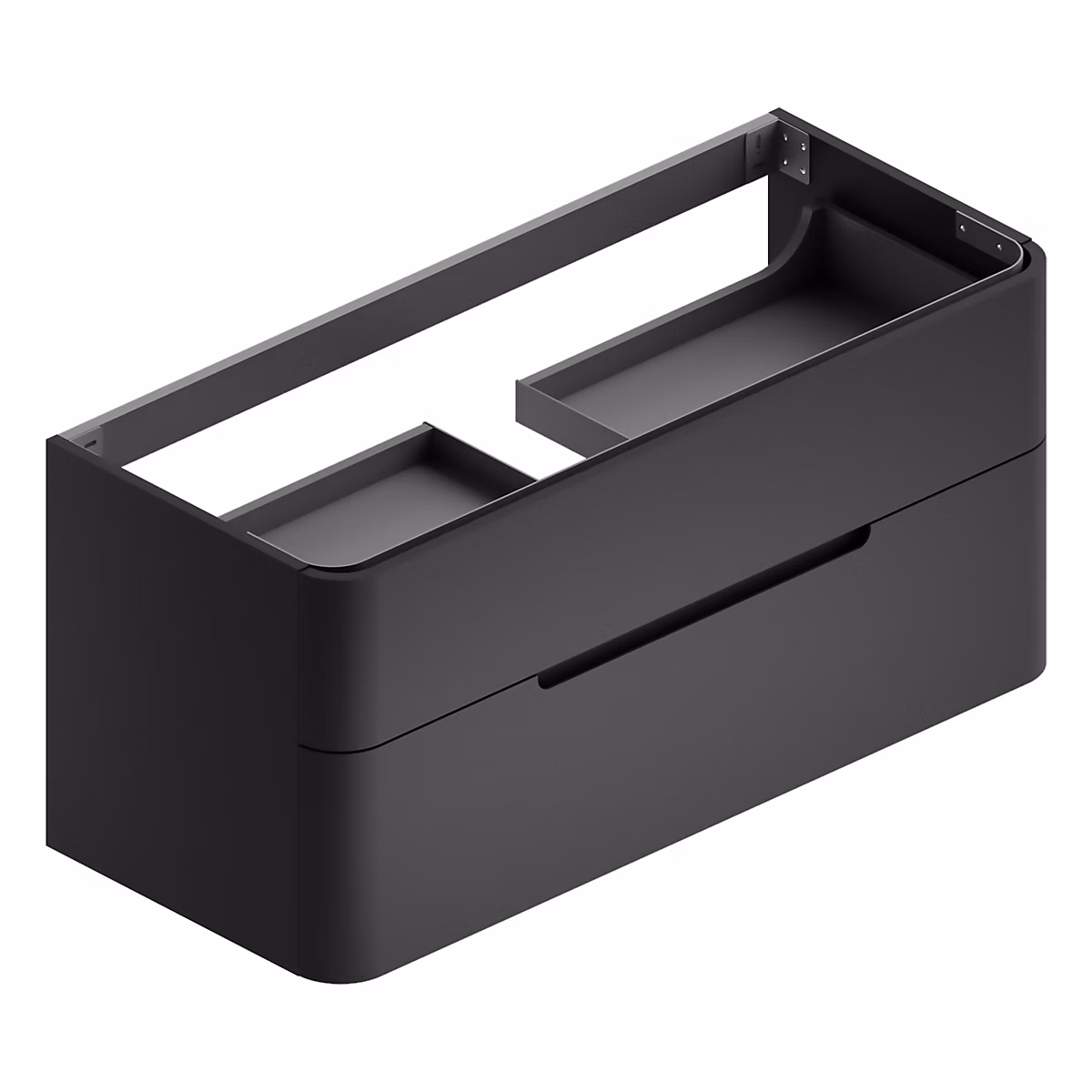Meuble sous vasque suspendu l.119 x H.55 x P.50 – 5 cm, noir mat, Alba