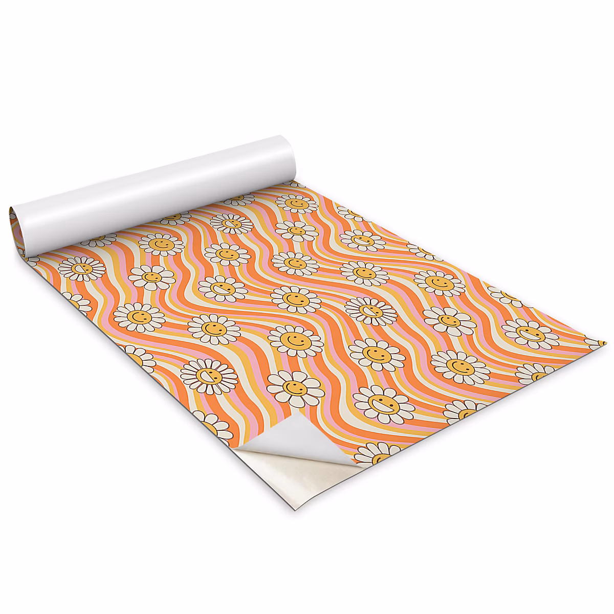 Auto Adhesif Film Vinyle Décoratif Wallfluent 100 × 50 cm Motif Rétro Avec Des Marguerites Joyeuses Placard et Rénovation DIY