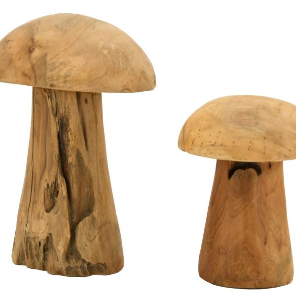 Champignons en teck naturel (Lot de 2)