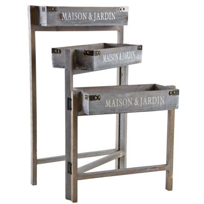 Jardinière triptyque bois teinté