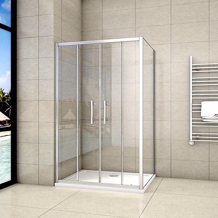 Cabine de douche coulissante – 150 × 80 × 190 cm, 5 mm Verre sécurit transparent, Aluminium chromé