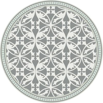 Tapis intérieur extérieur en vinyle carreaux de ciment feuilles (Diamètre 100 cm)