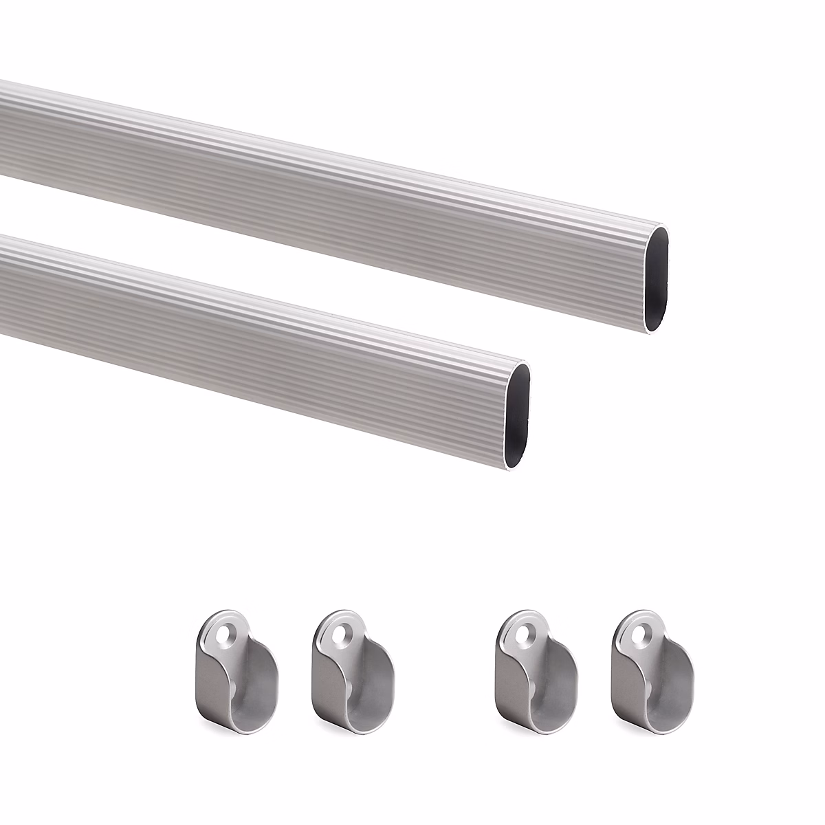 Emuca rails de 0 | 75 m avec supports – Aluminium et Zamak – Anodisé mat – lot de 2