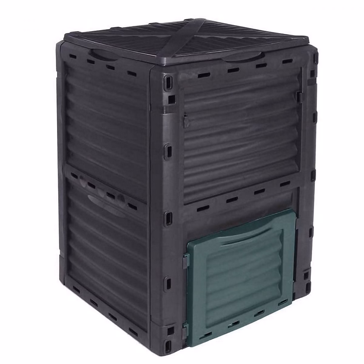 Composteur – bac, poubelle à compost de jardin, 300 L, Noir et Vert, Linxor