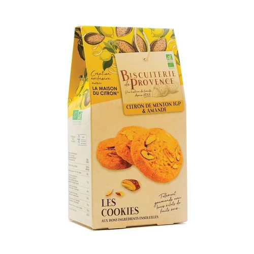 Style au jardin：Cookies bio citron de Menton IGP et amandes Biscuiterie de Provence - 120 g