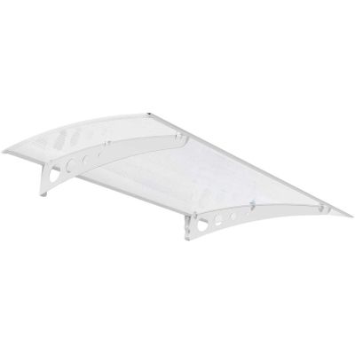 Marquise de porte en aluminium blanc et polycarbonate double paroi Lyra
