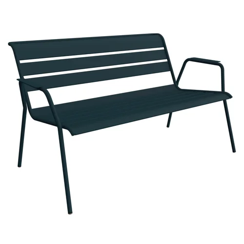Facile extérieur:Banquette lounge Monceau coloris bleu en acier Fermob - 132 x 82 cm