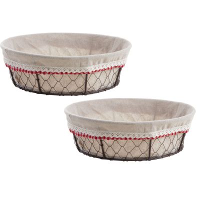 Corbeille à pain en grillage vieilli Farmer (Lot de 2)