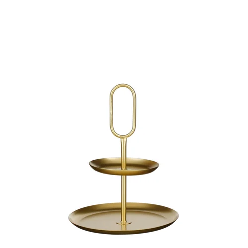 Confort pour le jardin：Plateau de service Rama coloris or en métal - 36 x 28 x 28 cm