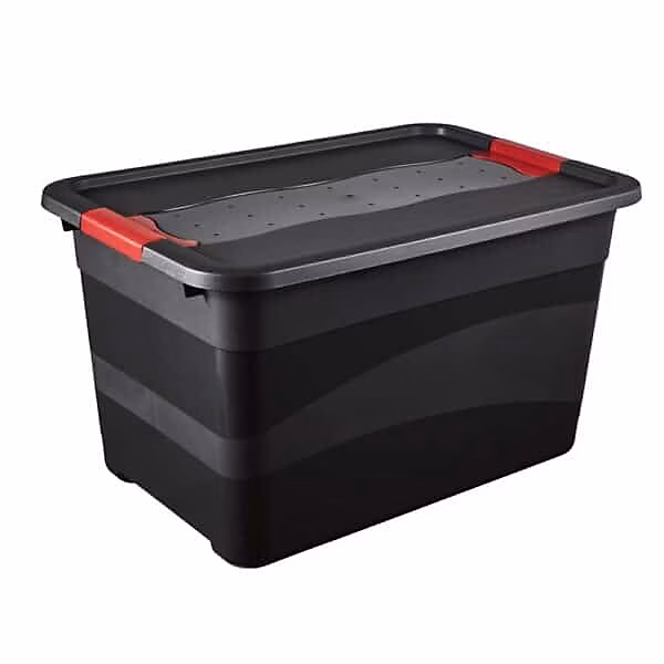 Caisse de rangement avec couvercle 52 litres – Rouge