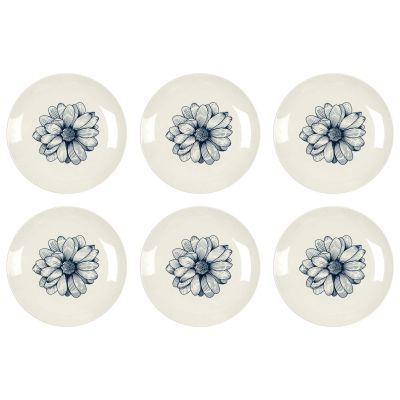 Assiette en porcelaine Cottage 20 cm (Lot de 6) (Blanc et bleu)