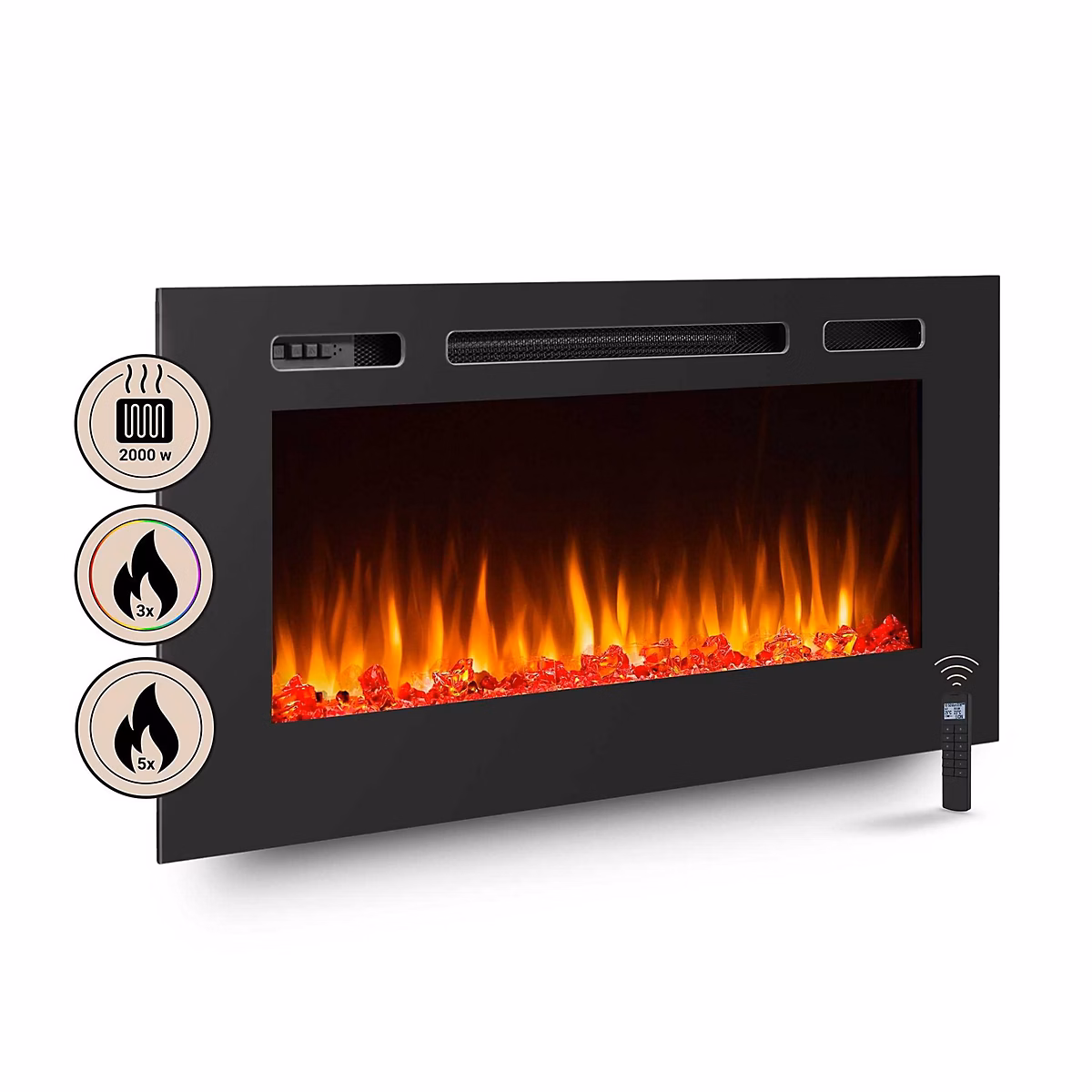 Cheminée électrique BALDERIA Fiamma 40 – Cheminée encastrable | noir