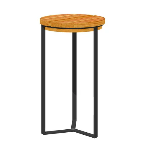 Une touche jardin：Sellette industrielle an acier et bois Ø 25 x H 50 cm