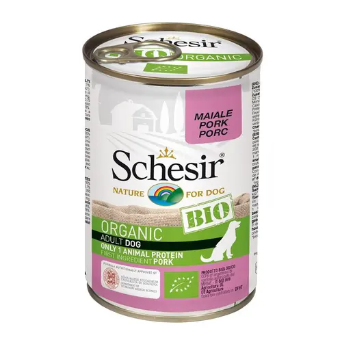 Jardin passion:Pâtée schesir bio au porc pour chien 400 g