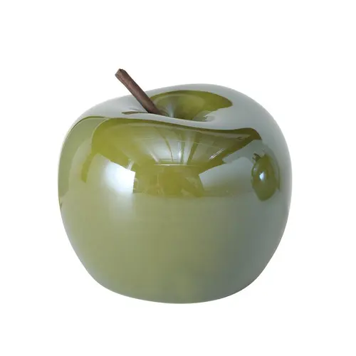 Facile extérieur:Pomme déco décorative en poterie verte Perly verte modèle - Ø 11 x H 9 cm