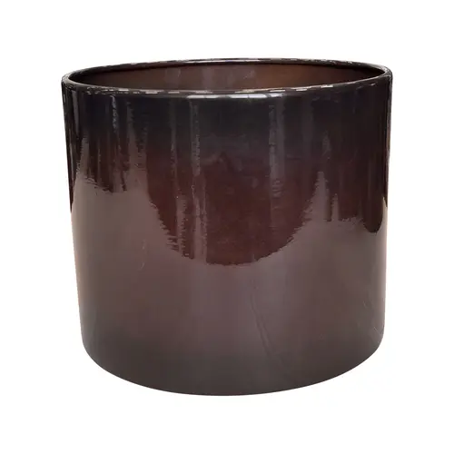 Adapté au jardin：Pot cylindrique en métal recyclé coloris brun flambé Upcycle Cylindre - Ø 27 x H 22 cm