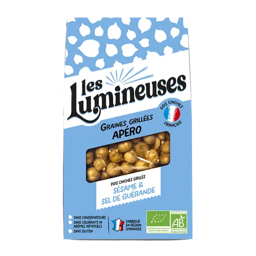Style extérieur：Pois chiches grillés bio apéro sésame et sel de Guérande Les Lumineuses - 90 g