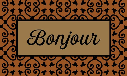 Autour du jardin：Tapis brosse coco écru / imprimé Sweetsol Noga - 60 x 40 cm
