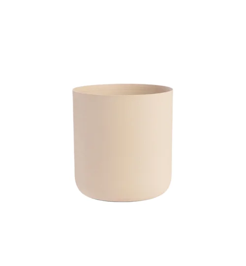 Pratique dehors：Cache-pot en zinc coloris beige – Ø 30 x H 28 cm