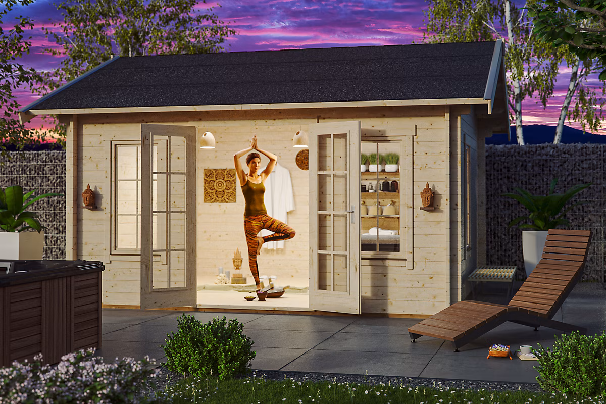 Chalet de loisirs SKAN HOLZ Montreal 1 – 420 × 300cm, 70mm, toit isolable (pour tuiles)