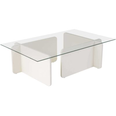 Table basse en verre et aggloméré Flavio (Blanc)