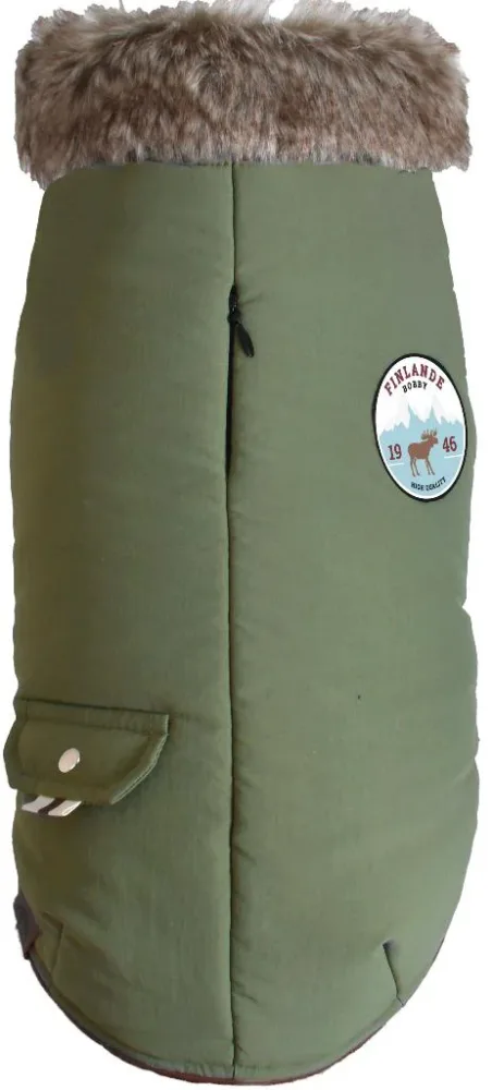 Adapté à vos extérieurs：Manteau pour chien coloris vert de gris Bobby Finlande - Taille 32S