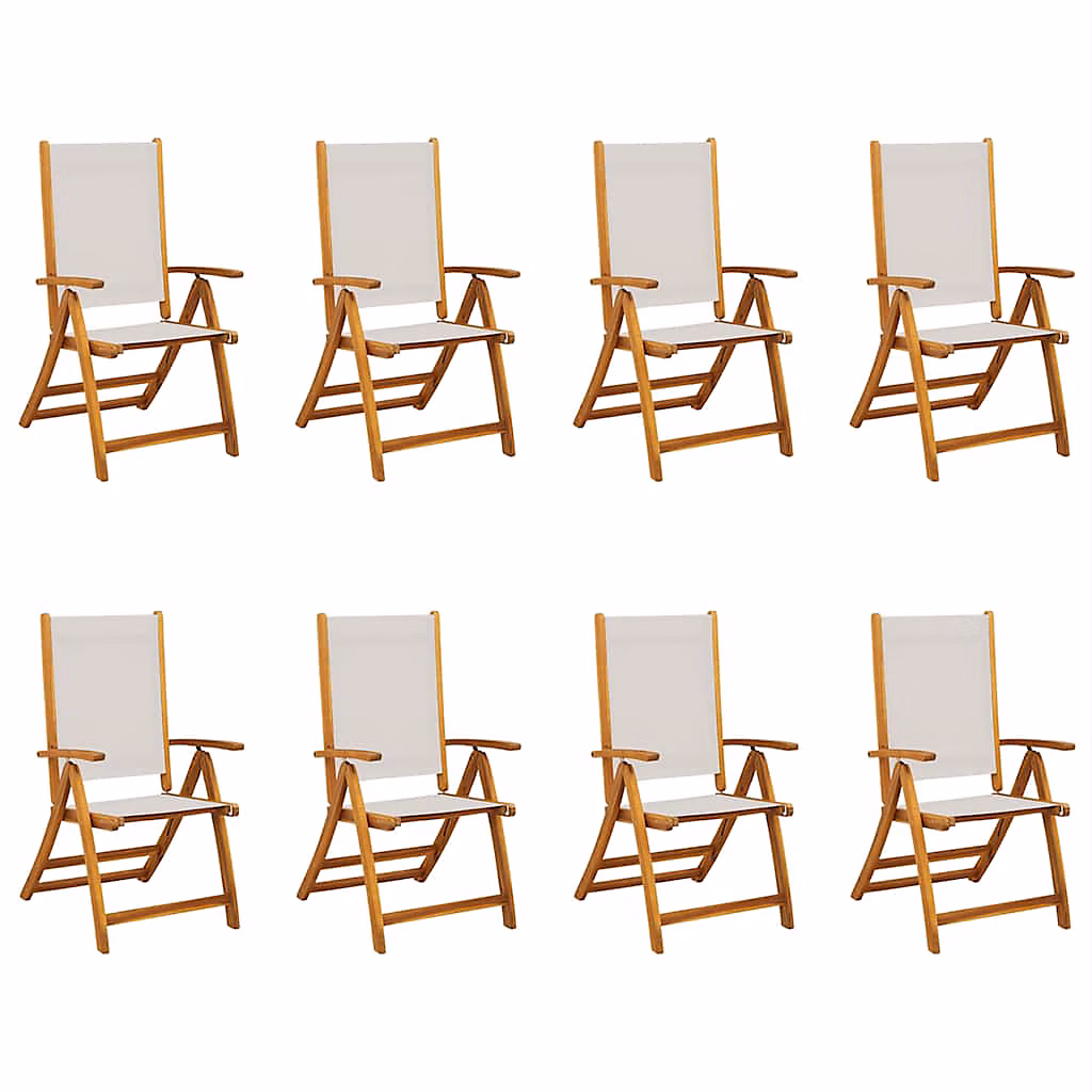 Salon et mobilier de jardin – Chaises pliantes 8 pièces en bois massif d'acacia et textilène vidaXL