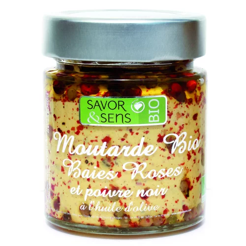 Moderne jardin:Moutarde bio aux baies roses et poivre noir 130 g