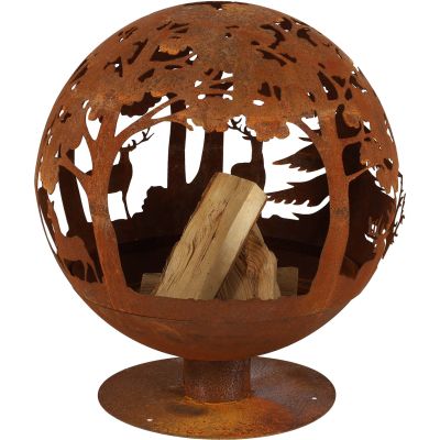 Brasero rond en métal rouillé (Forêt)