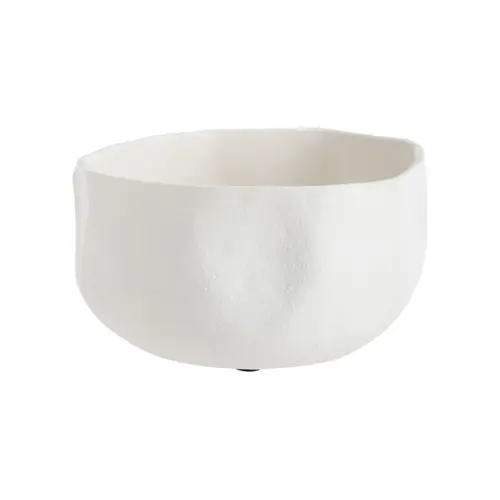 L’esprit jardin:Coupelle texturée blanche en aluminium grand modèle - 17 x 16 x 9 cm