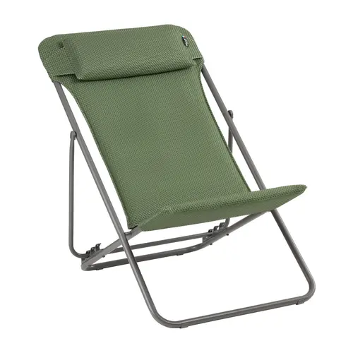 Utile dehors：Maxi Transat BeComfort® tube titane olive Lafuma Mobilier - 62 x 83 x 94 cm