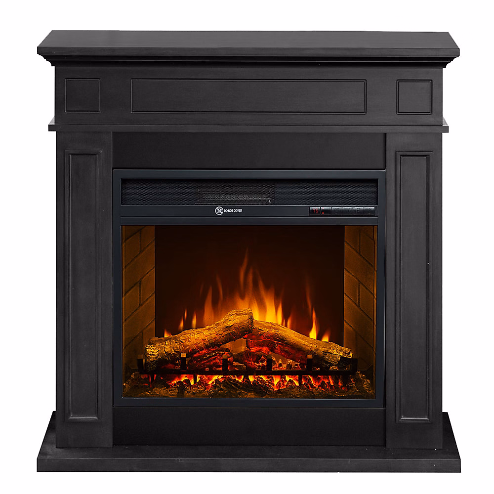 Cheminée Électrique Sur Pied Jefferson En Bois Noir – Dimensions : L 89 | 5Xh 90 | 5Xp 28 Cm