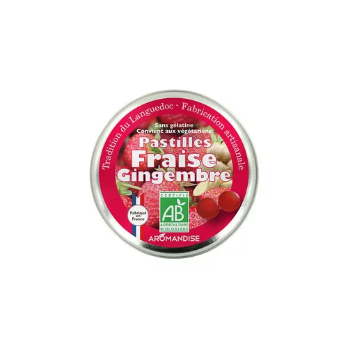 Ambiance jardin：Pastilles fraise gingembre. La boîte de 45 g