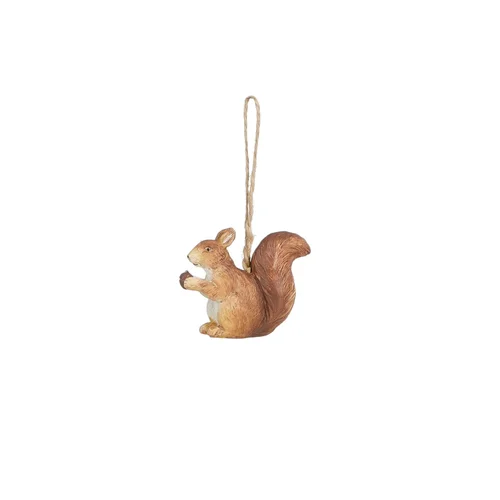 Essentiel jardin：Suspension décorative écureuil coloris marron en polyrésine - 5 x 6,5 x 2,5 cm