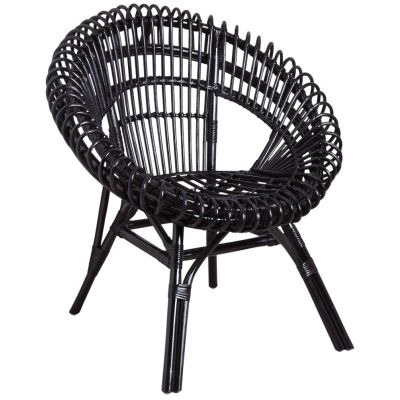Fauteuil soleil en rotin (Noir)